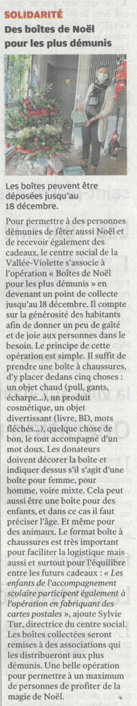 Des boîtes de Noël pour les plus démunis